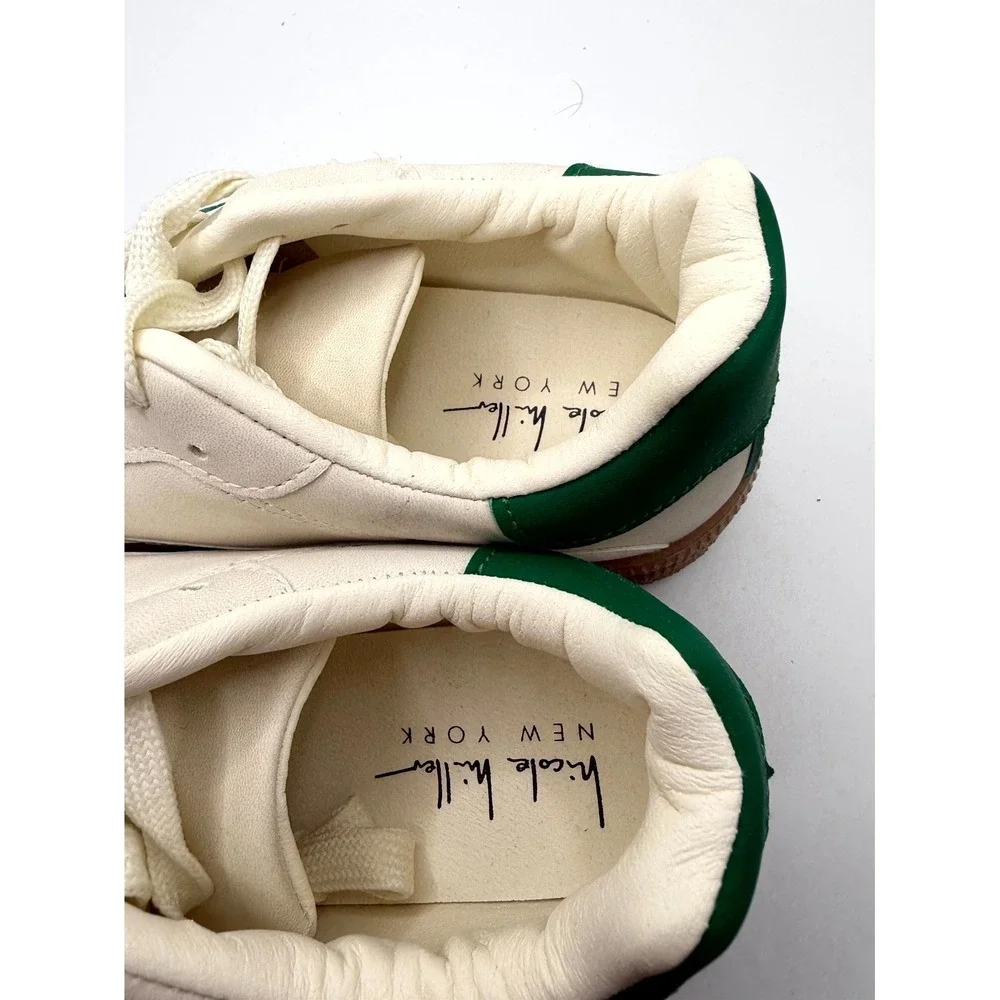 Nicole Miller Nikie‎ Mens 7 Sneaker Cloud White Green Gum Leather Casual Shoes